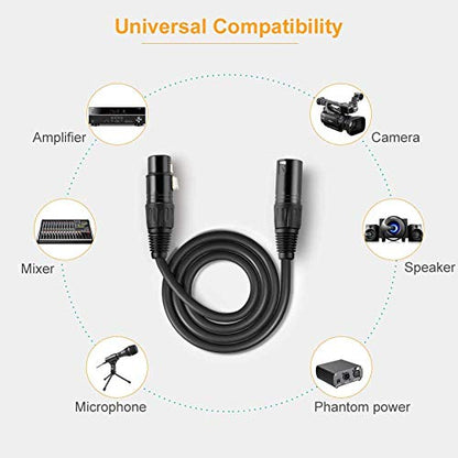 CableCreation 3Pin XLR Male to Female Balanced Microphone Extension Cable - size: 15 Feet, style: 【2 Pack】