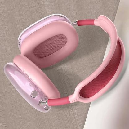Aiivioll 3 in 1 Silicone Case Cover for AirPods Max Headphones, Clear Soft TPU Ear Cups Cover/Ear Pad Case Cover/Headband Cover for AirPods Max (2024/2020), Ear Cushions Cover for AirPods Max(Pink) - color: Pink