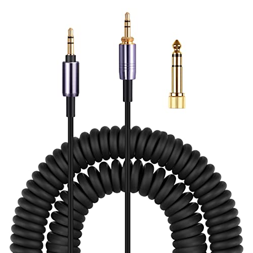 WH-1000XM3 Coiled Audio Cable for Sony WH-1000XM4, WH-1000XM2 Headsets | 1/8" Extension Cord with 1/4" Adapter for PS5 PS4 PC Smartphone Xbox One, 4ft to 14ft Long