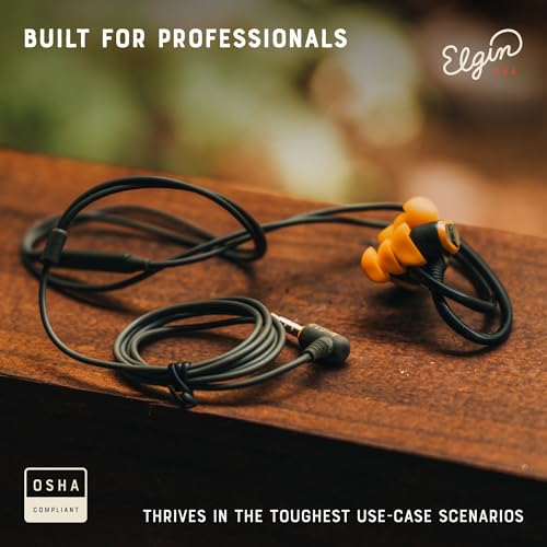 Elgin Rumble Wired Earplug Headphones with mic, in-Ear Earbuds | 3.5mm Jack, 27 dB NRR, IP67 Waterproof, OSHA Compliant, Noise Isolating, Hearing Protection, Work Safety - style: 3.5mm AUX