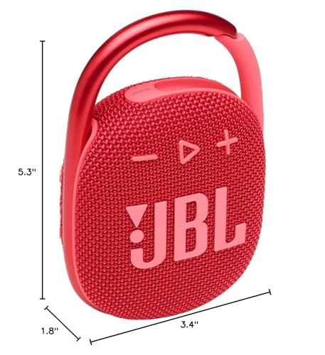 JBL Clip 4 - Portable Mini Bluetooth Speaker, big audio and punchy bass, integrated carabiner, IP67 waterproof and dustproof, 10 hours of playtime, speaker for home, outdoor and travel (Red) - color: Red