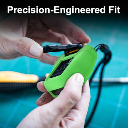 CYBERGUYS Silicone Case for DEWALT Wearable Bluetooth Speaker, Green | Durable Shock-Proof Non-Slip Protective Cover for DEWALT Mini Speaker w/Lanyard, Small Lightweight & Easy-to-Install Sleeve - color: Safety Green