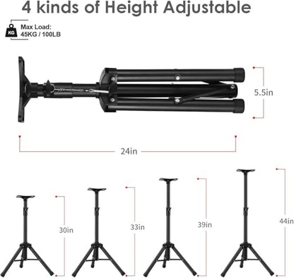 Speaker Tripod Stands, Adjustable PA DJ Short Tripod Stand | Mini Speaker Stand Compatible Insert Safety Pin and Knob Tension