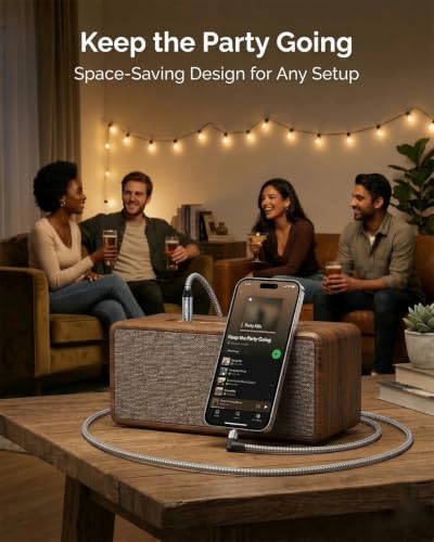 90-Degree Right Angle Aux Cord 15ft, 3.5mm Audio Cable Nylon Braided, Hi-Fi Stereo Sound for Car Stereo, Headphones, Speakers, Desktop Gaming - No Bulk, No Strain - size: 15 ft