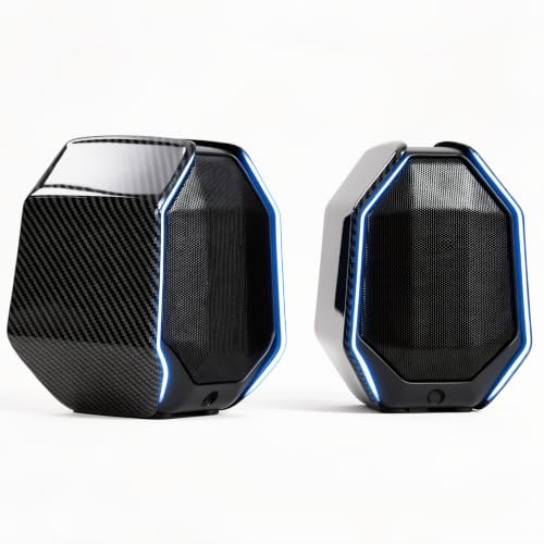Computer Speakers for Desktop PC, Gaming PC Speakers for Desktop – USB-C, Bluetooth 5.3, 3.5mm AUX, AC Powered External Audio with Rich Stereo bass, Laptop/Mac, RGB Lights, Black, 30W - color: Black