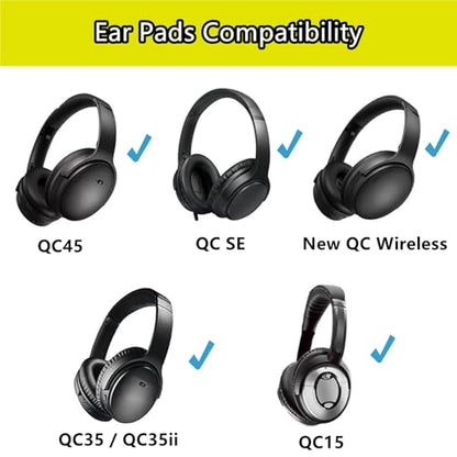 QC35 QC45 Ear Pads Headband Replacement Cushions for Bose QuietComfort 45 (QC45) QC35 QC35ii QuietComfort SE/New Quiet Comfort Wireless Headset Earpads Kit