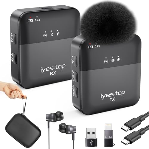 Wireless Lavalier Microphone for iPhone, Android Phone, Camera with Real-Time/Audience Monitoring, Audio Ducking, Accompaniment, Reverb, Mute, Noise Cancellation - Mini Clip-on Lapel Bluetooth Mic