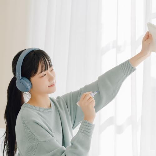 Sony WH-CH520 Best Wireless Bluetooth On-Ear Headphones with Microphone for Calls and Voice Control, Up to 50 Hours Battery Life with Quick Charge Function, Includes USB-C Charging Cable - Blue - color: Blue