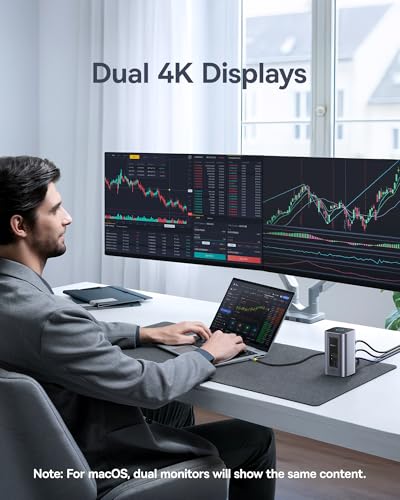 Baseus Nomos Air 12-in-1 Docking Station with 2 Monitors for Windows | Docking Station with 4K HDMI, 10Gbps USB-C/A, SD/TF Card Reader, 100W PD, Gigabit Ethernet, Compatible with Laptops