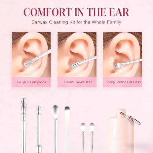 6 Pcs Ear Wax Removal Tool Set with Storage Tube, 2026 Ear Wax Removal Tool Ear Cleaning Kit, Portable Ear Pick Earwax Removal Tool Ear Cleaning Kit with Storage Box (Green) - color: Green