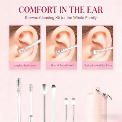 6 Pcs Ear Wax Removal Tool Set with Storage Tube, 2026 Ear Wax Removal Tool Ear Cleaning Kit, Portable Ear Pick Earwax Removal Tool Ear Cleaning Kit with Storage Box (Green) - color: Green
