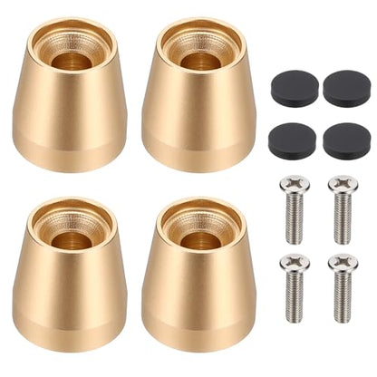 MECCANIXITY 4Pcs Speaker Isolation Pad Feet, 20x20mm Shockproof Aluminum Alloy Vibration Isolation Speaker Shock Base Pad Cone Base with Screws & Rubber Pads for Audio Equipment, Gold - color: Gold, size: 20x20mm