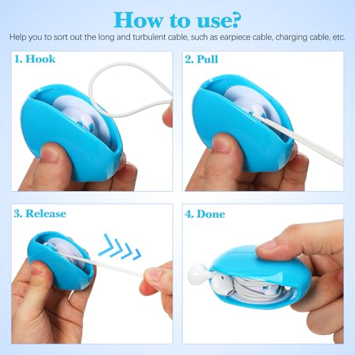Toyvian 4 Pack Automatic Roll Earphone Cable Winder for Desk Organization