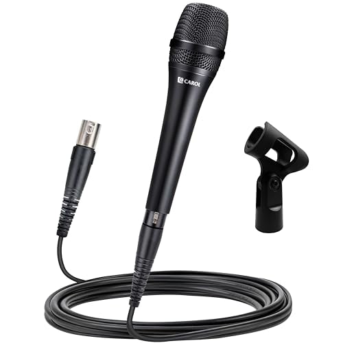 CAROL AC-930 Professional XLR Wired Vocal Microphone for Singing. No-Switch | AHNC supercardioid dynamic mic stops rumble & feedback. 50Hz-18kHz response for studio vocals. Hum-bucking coil blocks EMI.