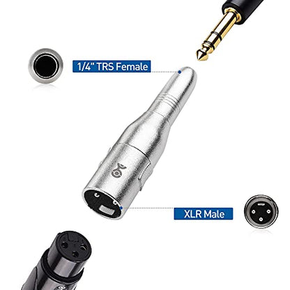 Cable Matters 2-Pack XLR to 1/4 Adapter, 1/4 to XLR Adapter | XLR Male to 1/4 Female, Metal Housing, Gold-Plated Contacts