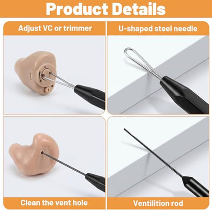 10 Pcs Hearing Aid Cleaning Kit, Hearing Amplifier Brush Tools | Headphones Cleaner Brush Kits, with Case and Cloth