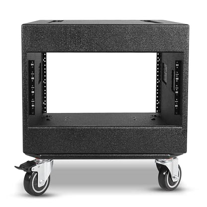 Sound Town 8U PA/DJ Rack/Road Case with 8-Space, Industry-Grade 0.7" (18mm) Plywood with Polyurea Coating, Rain Cover, Casters, 21.7" Rackable Depth - Pro Tour Grade (STRCP-8UW) - size: 8U with 21.7" Depth, Rain Cover, Casters