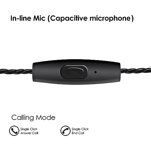 DEMAKE in Ear Monitor with Detachable 3.5mm Cable, with Mic - color: Carbon Fiber, size: With Mic