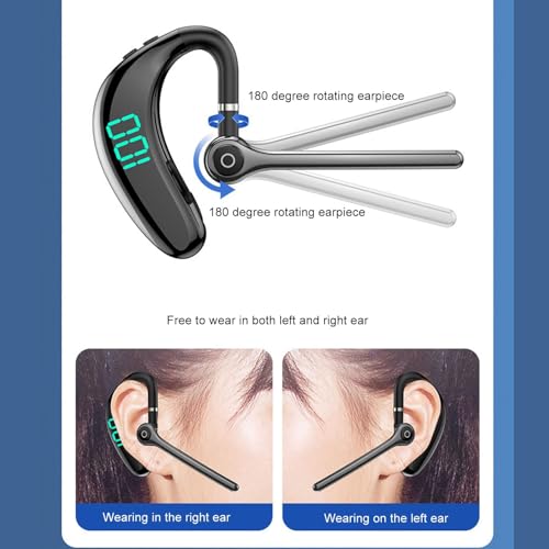 SUNGOOYUE Bluetooth Headset, Noise Cancelling 65 Hours Talking TimeHands Built in Mic Bluetooth 5.3 Earpiece for Driving Business Sports