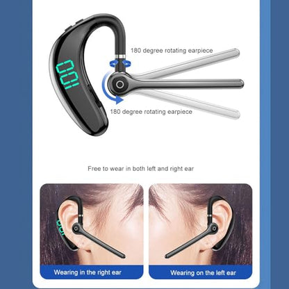SUNGOOYUE Bluetooth Headset, Noise Cancelling 65 Hours Talking TimeHands Built in Mic Bluetooth 5.3 Earpiece for Driving Business Sports