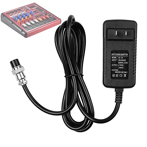 4-Pin Power Supply Adapter for F4/F7/CT4-16 Audio Mixers | for 4/6/8/12/16 Channels Professional Sound Mixing Console with 15VDC for 4-Hole Connector for Home Karaoke and PA System