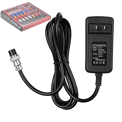 4-Pin Power Supply Adapter for F4/F7/CT4-16 Audio Mixers | for 4/6/8/12/16 Channels Professional Sound Mixing Console with 15VDC for 4-Hole Connector for Home Karaoke and PA System