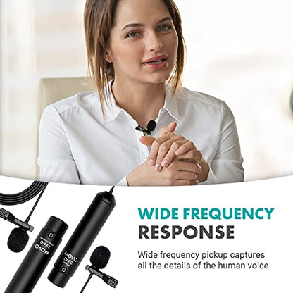 Movo LV4 Phantom Power XLR Lavalier Microphone Interview Kit with Omnidirectional and Cardioid XLR Lapel Mics, Metal Clips and Windscreens - Perfect for Video Shoots, Podcasting, YouTube Recording