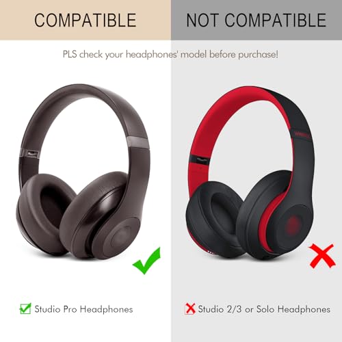 Ear Pads Replacement for Studio Pro - GVOEARS Ear Cushions for Beats Studio Pro Wireless Over Ear Headphones, Protein Leather Strong Adhesive (Deep Brown) - color: Deep Brown