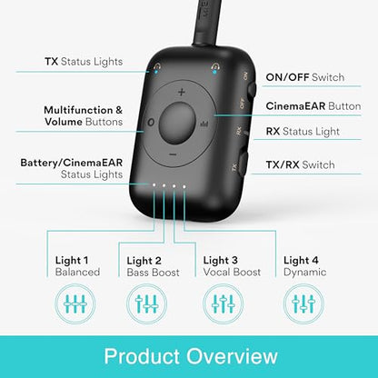 MEE audio Connect Air Pro Bluetooth Wireless Audio Transmitter & Receiver for AirPods or Bluetooth Headphones, 2-in-1 Adapter with Detachable Cable 3.5mm Aux Audio Jack for Airplanes, Auto, Gym, Black - color: Black, style: Connect Air Pro