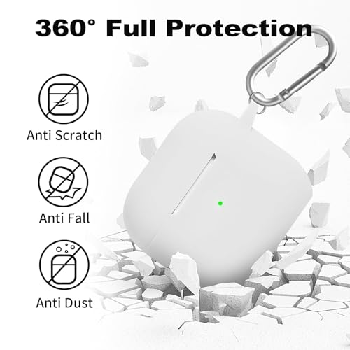 for Airpods 4th Case Cover, Come with Cleaner Kit,Soft Skin Silicone Case Cover with Keychain, Full Protective Case for Men and Women, Compatible with AirPods 4th Generation Case,White - color: B7-White
