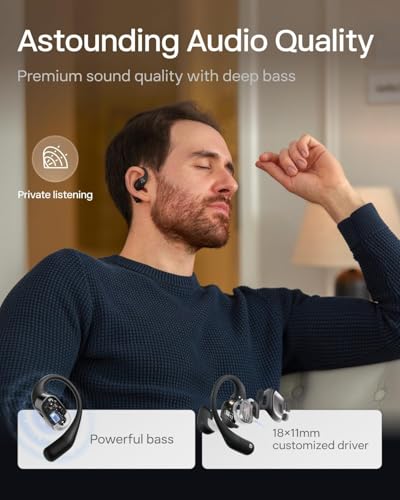 SHOKZ OpenFit - Open-Ear True Wireless Bluetooth Headphones with Microphone, Earbuds with Earhooks, Sweat Resistant, Fast Charging, 28HRS Playtime, Compatible with iPhone & Android (Renewed)
