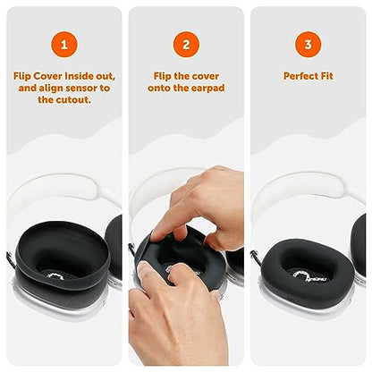 WC SweatZ Max - Patented Silicone Sweat Covers for AirPods Max 1 | Made by Wicked Cushions | (Does Not Fit AirPods Max 2). Sweatproof, Full Earpad Protection | Black - color: Black