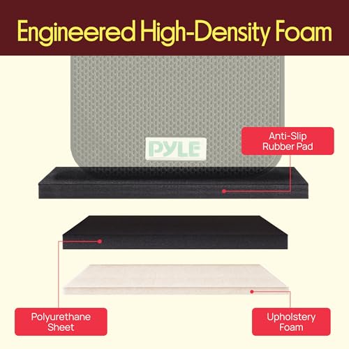 Sound Dampening Speaker Riser Foam - 15” x 15” Audio Acoustic Noise Isolation Platform Pads Recoil Stabilizer w/Rubber Base Pad For Studio Monitor, Subwoofer, Loud Speakers - size: 15.0" x 15.0" - inches