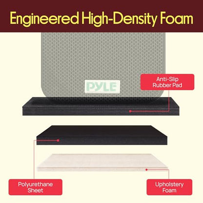 Pyle Sound Dampening Speaker Riser Foam - Audio Acoustic Noise Isolation Platform Pads Recoil Stabilizer w/ Rubber Base Pad For Studio Monitor, Subwoofer, Loud Speakers - PSI15 (15 x 15 x 1.8 Inch)