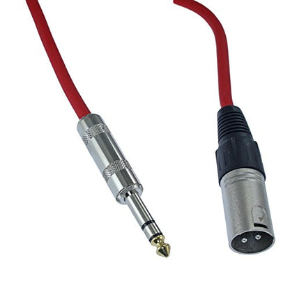 1/4" TRS to 3 Pin XLR Male Pro Audio Patch Cable Balanced and Shielded (3 Foot Feet ft Long, Red) - color: Red, size: 3 ft long