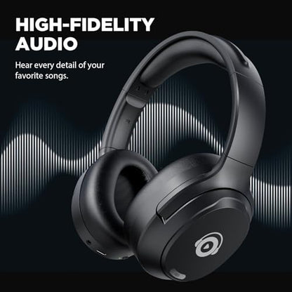 Hybrid Active Noise Cancelling Headphones, Bluetooth Headphones Wireless Over Ear with Transparency Mode, Deep Bass, Comfort Fit Ear Cups, 40 Hrs Playtime for Travel Home Office (Black)