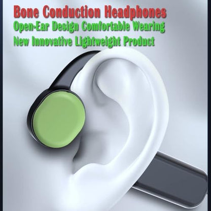 IHAO Swimming Headphones True Bone Conduction Open Ear Headset MP3 Player Built-in 16G Memory IP68 Underwater Waterproof Stereo Bluetooth Earphone for Driving Bicycling Running Skiing-Green - color: Green IHX18