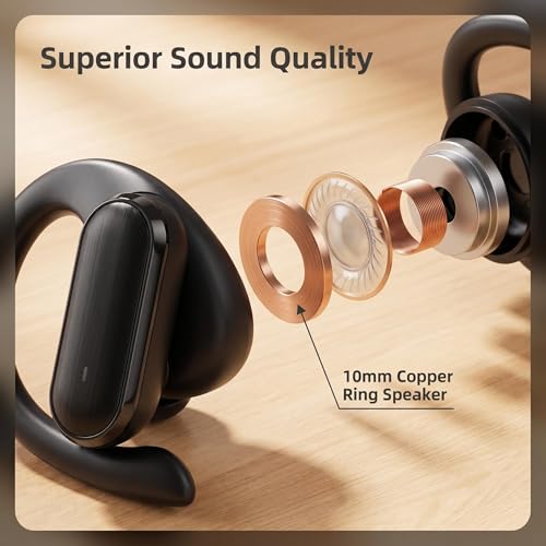 Over The Ear Earbuds Bluetooth Headphones Wireless Earbuds 60hrs Playtime Wireless Charging Case Sports Ear Buds Stereo Sound IPX7 Waterproof Sports Earphones for Running Black