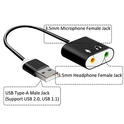 KIMAFUN USB External Stereo Sound Adapter for Windows and Mac with Two Separated 3.5mm Jack, Plug and Play No Drivers Needed…