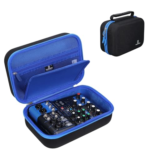 Tourmate Hard Storage Case Compatible for YAMAHA MG06X/MG06 6-Input/AG03/AG03 MK 2/AG06MK 2 Stereo Mixer, Protective Hard Shell Carrying Bag(CASE ONLY) (Black & Blue) - color: Black & Blue