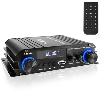 Romicta 2.1 Channel Stereo Audio Amplifier, 300Wx2+360W Home Audio Stereo Receiver Bluetooth 5.0 with USB/AUX, Remote, Bass Treble & Sub Control, for Active/Passive Subwoofer & Speaker