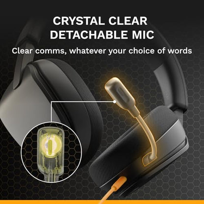 GLORIOUS GHS Eternal - Stereo Gaming Headset for PC, PS5, PS4, Xbox, Switch - Custom Tuned Angled Drivers, Adjustable Crystal Clear Detachable Mic, 3.5mm - Durable, All Day/Night Comfort - Black - color: Black