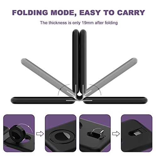 3 in 1 Wireless Charger, Foldable Magnetic Charging Station, Fast Travel Wireless Charging Pad for Multiple Apple Devices - color: Black