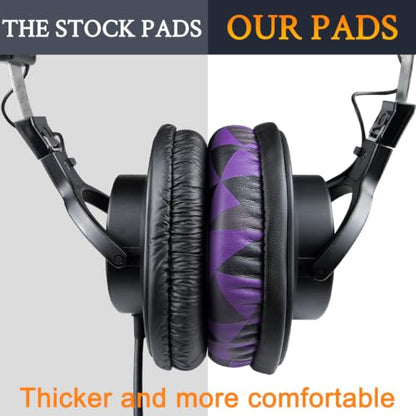 SOULWIT Replacement Earpads for Sony MDR-7506 MDR-V6 MDR-V7 MDR-CD900ST Monitor Headphones, Ear Pads Cushions with Softer Protein Leather, High-Density Foam - Purple Black - color: Purple Black