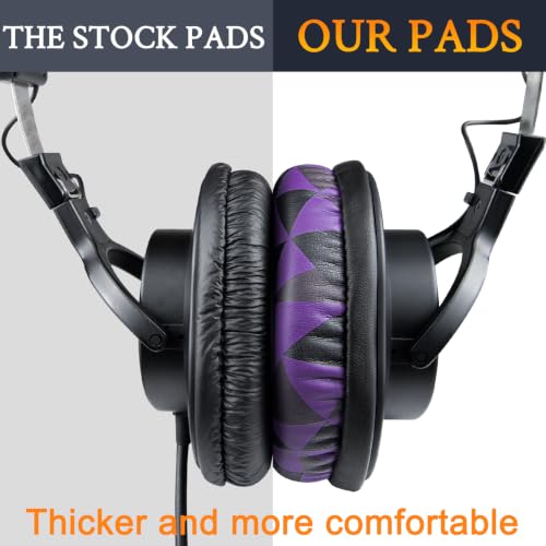 SOULWIT Replacement Earpads for Sony MDR-7506 MDR-V6 MDR-V7 MDR-CD900ST Monitor Headphones, Ear Pads Cushions with Softer Protein Leather, High-Density Foam - Purple Black - color: Purple Black