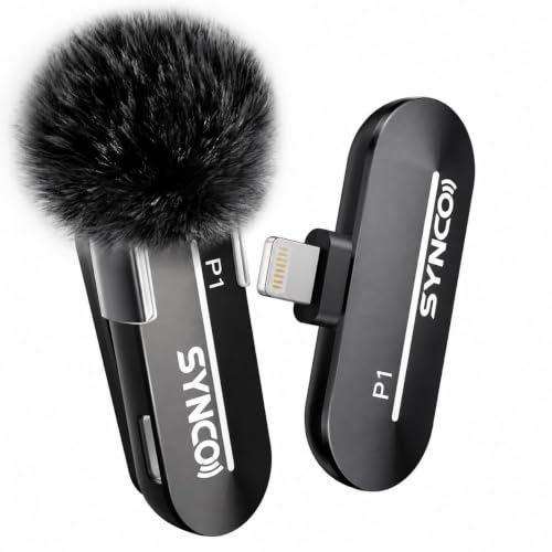 SYNCO Wireless Lavalier Microphone for iPhone, Mini Wireless Lapel Mic with Noise Cancellation, 492ft/150m Range, Real-Time Monitoring, Plug & Play for TikTok, YouTube, Vlog, Streaming & Interview