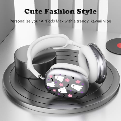 for AirPods Max Headphones Halloween Ear Covers for AirPods Max 2 | Cute Ghost Clear Ear Cups Cover | White Silicone Ear Pad Case Headband Cover for Apple AirPods Max 2/1 (2026/2024/2020) - color: Ghost L/White