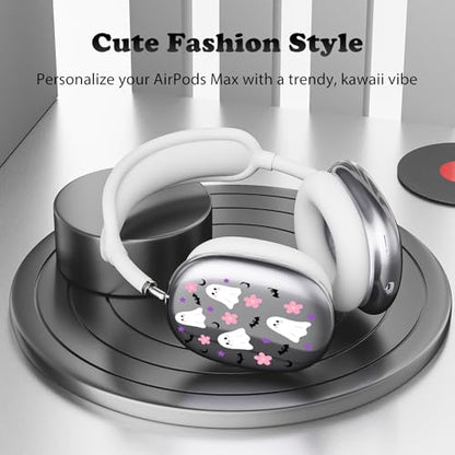 for AirPods Max Headphones Halloween Ear Covers for AirPods Max 2 | Cute Ghost Clear Ear Cups Cover | White Silicone Ear Pad Case Headband Cover for Apple AirPods Max 2/1 (2026/2024/2020) - color: Ghost L/White