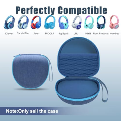 Kids Headphones Case for iClever/Acer Etc Kid Headphone,Blue+Blue,Case Only | for iClever BTH12 HS19 BTH20 BTH22 BTH26/Candy Bila/Acer/JBL Junior 320/MIDOLA/JoySpark/ADOOPE Etc Girls Boy Kid Headphone - color: Blue+Blue Edge