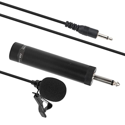 Professional Wired Lavalier Microphone, Unidirectional Clip-On Lapel Mic with 10m/32.8ft Cable for Saxophone, Instrument Recording - Black